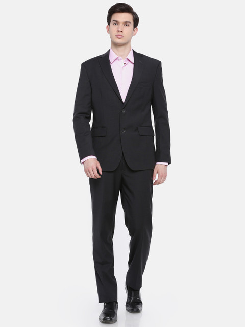 

Theme Men Charcoal Grey Self-Design Single-Breasted Woollen Suit