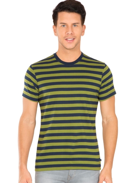 

Jockey Men Navy Blue Striped Round Neck T-shirt