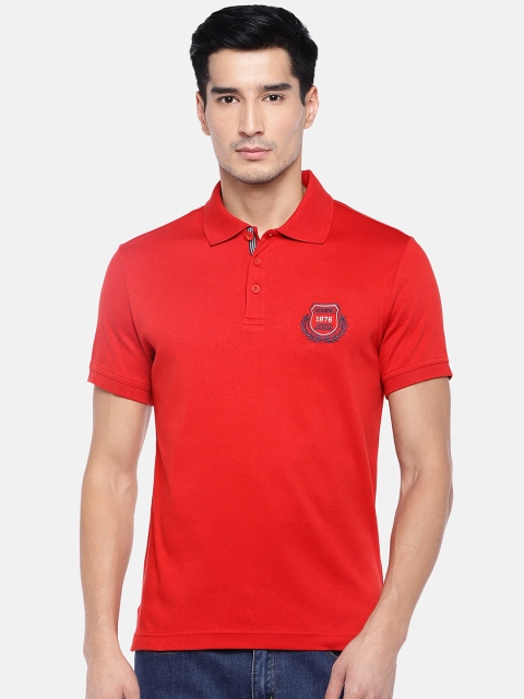 

Jockey Men Red Solid Polo Collar T-shirt