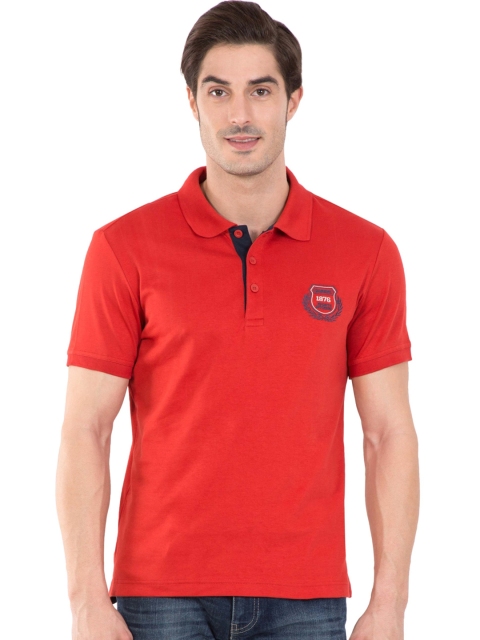 

Jockey Men Red Solid Polo Collar T-shirt