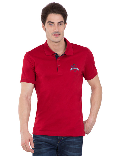 

Jockey Men Red Solid Polo Collar T-shirt