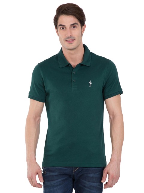 

Jockey Men Green Solid Polo Collar T-shirt