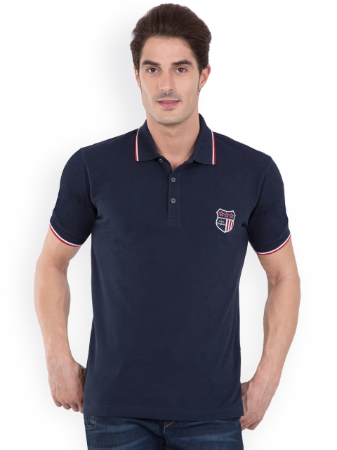 

Jockey Men Navy Blue Solid Polo Collar T-shirt