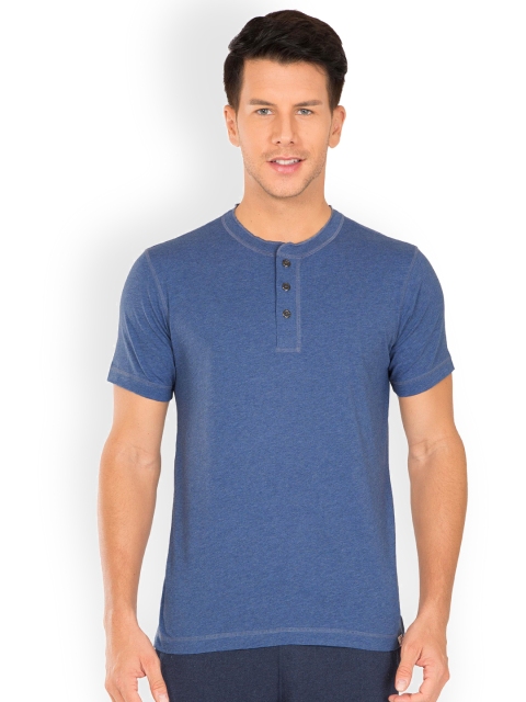 

Jockey Men Blue Solid Henley Neck T-shirt
