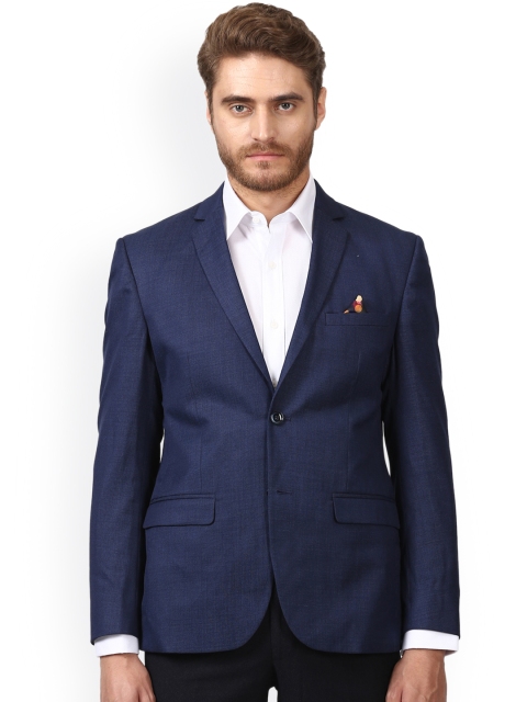 

Park Avenue Men Blue Solid Single-Breasted Slim Fit Casual Blazer