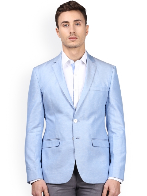 

Park Avenue Men Blue Solid Single-Breasted Super Slim Fit Smart Casual Blazer