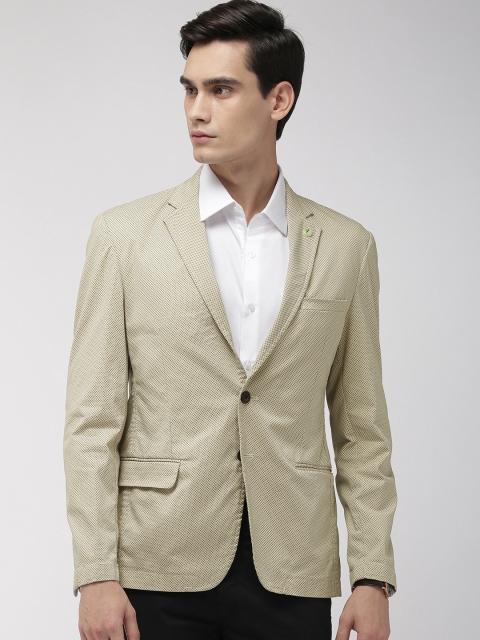 

Park Avenue Men Beige Printed Single-Breasted Slim Fit Smart Casual Blazer