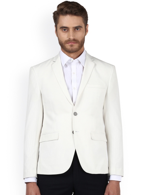 

Park Avenue Men Off-White Solid Single-Breasted Regular Fit Casual Blazer