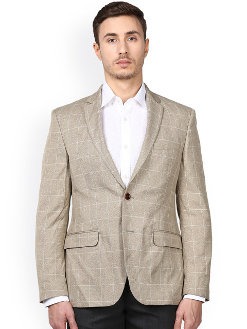 

Park Avenue Men Beige Solid Single-Breasted Super Slim Fit Smart Casual Linen Blazer