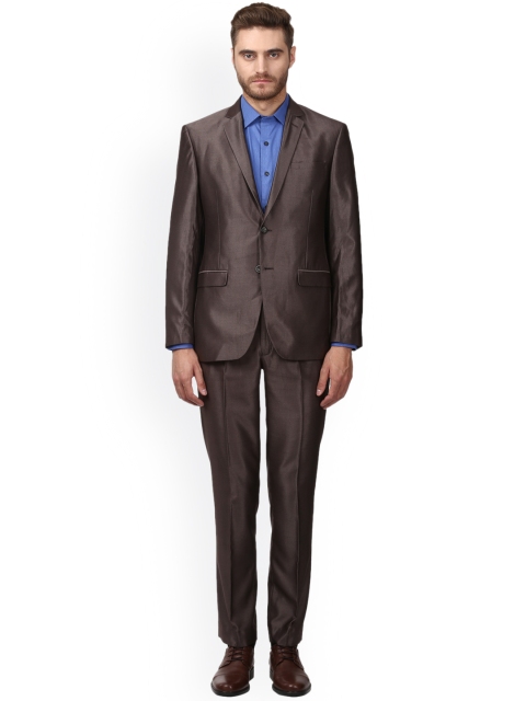 

Park Avenue Men Brown Solid Formal Slim Fit Suit