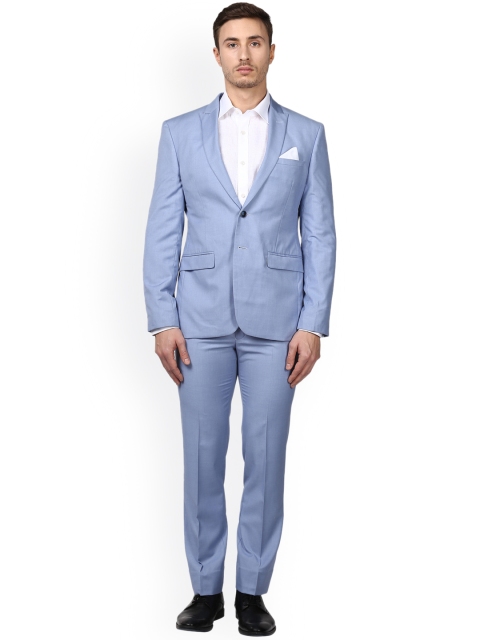 

Park Avenue Men Blue Solid Formal Slim Fit Suit