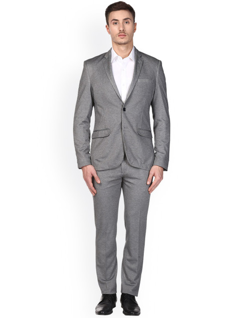 

Park Avenue Men Grey Solid Formal Suit