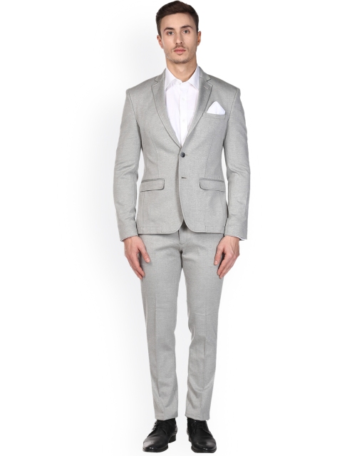 

Park Avenue Men Grey Solid Formal Slim Fit Suit