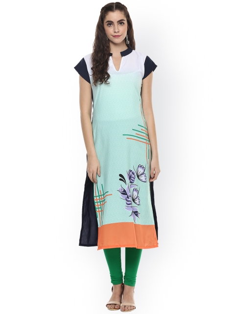 

ZIYAA Women Green Printed Straight Kurta
