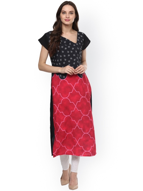

ZIYAA Women Red & Black Printed Straight Kurta