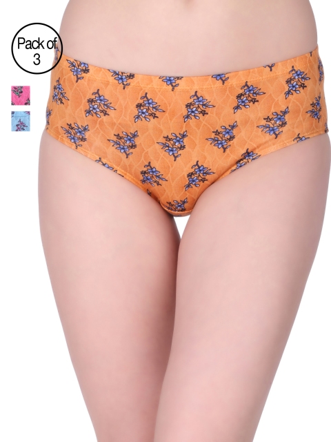 

Red Rose Women Pack of 3 Printed Briefs Megha, Pink