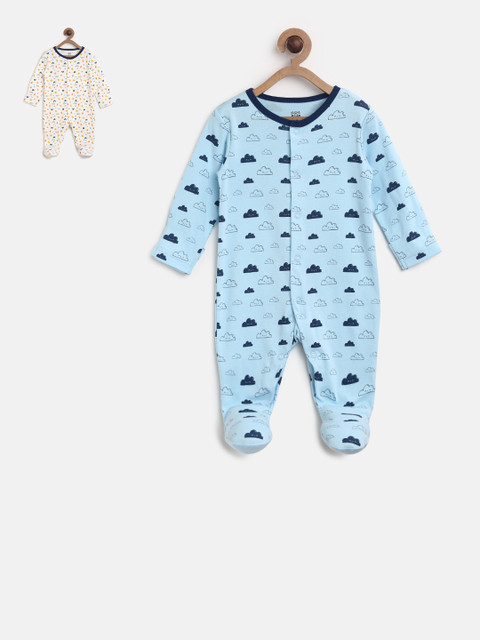 

MINI KLUB Kids Unisex Pack of 2 Sleepsuit, Blue