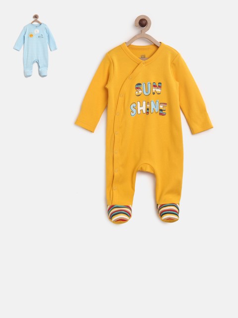 

MINI KLUB Kids Boys Pack of 2 Sleepsuit, Yellow