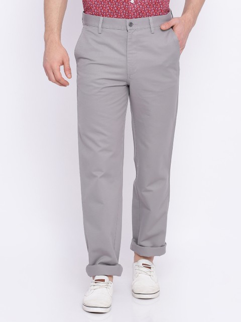 

Allen Solly Men Grey Regular Fit Solid Regular Trousers