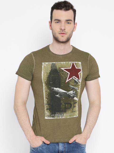 

Pepe Jeans Olive Green Printed T-shirt