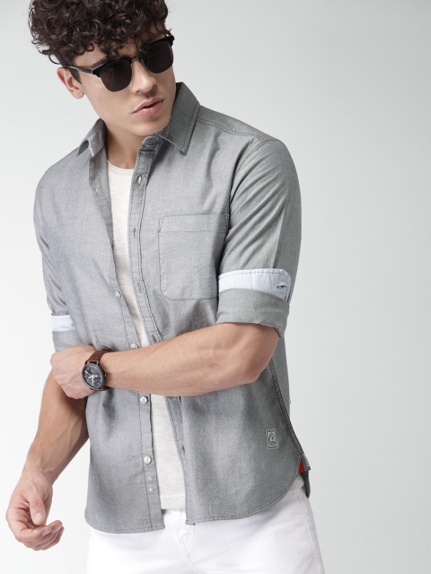 

Harvard Men Grey Slim Fit Solid Casual Shirt