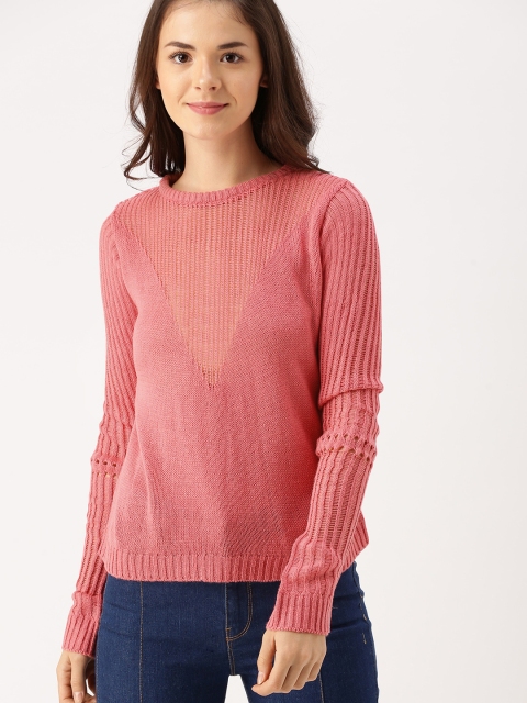 

DressBerry Women Pink Solid Pullover