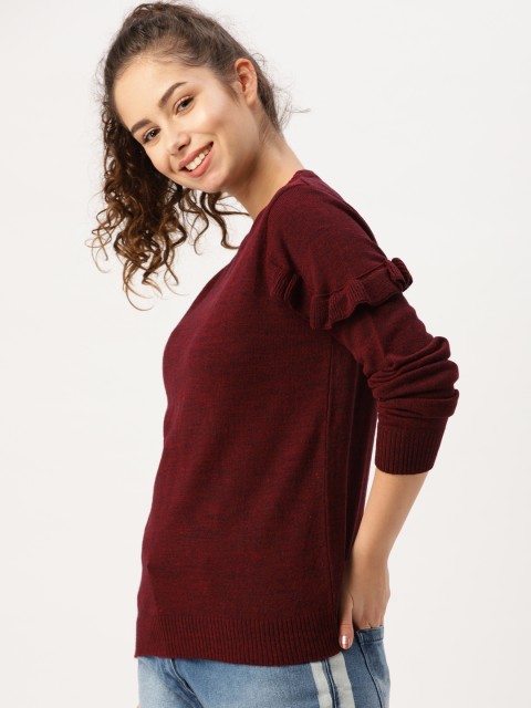 

DressBerry Women Maroon Solid Pullover