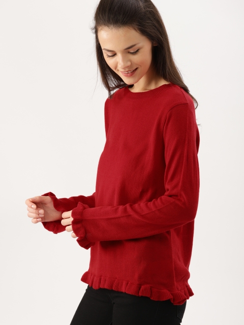 

DressBerry Women Red Solid Pullover
