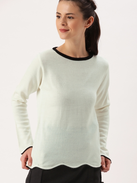 

DressBerry Women Off-White Solid Pullover