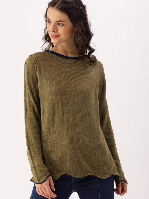 

DressBerry Women Olive Green Solid Pullover