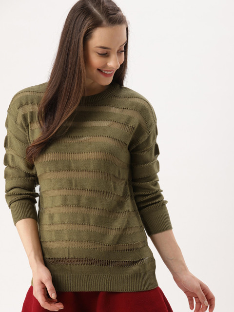 

DressBerry Women Olive Green Pullover