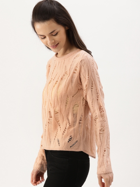 

DressBerry Women Peach-Coloured Solid Pullover