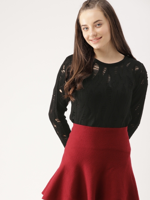 

DressBerry Women Black Solid Pullover
