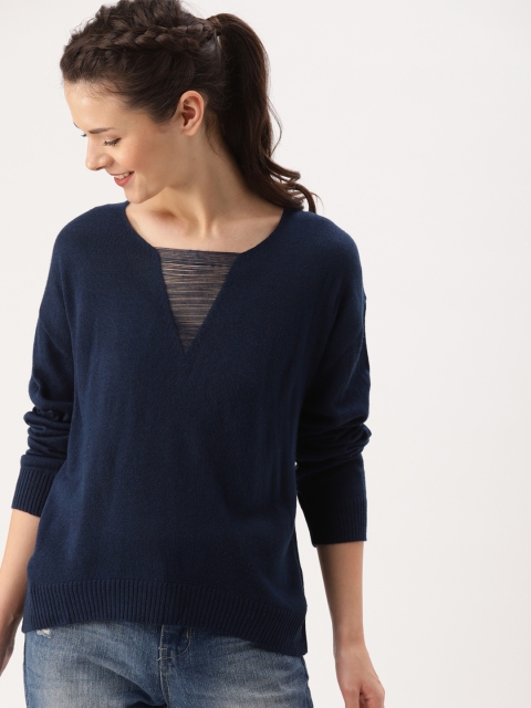 

DressBerry Women Navy Blue Solid Pullover