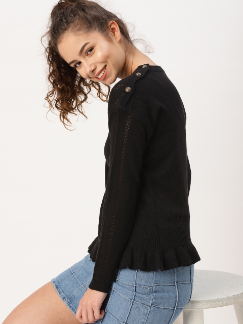 

DressBerry Women Black Striped Pullover