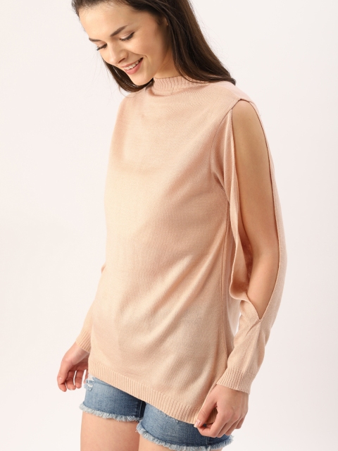 

DressBerry Women Peach-Coloured Solid Pullover
