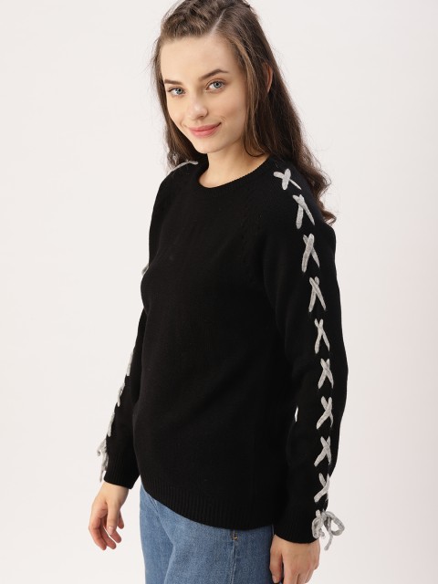 

DressBerry Women Black Solid Pullover