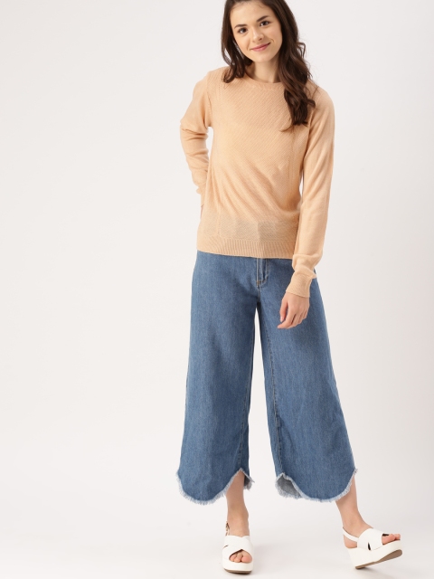 

DressBerry Peach-Coloured Self Design Pullover