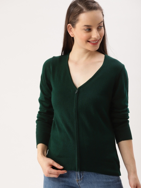 

DressBerry Women Green Solid Cardigan