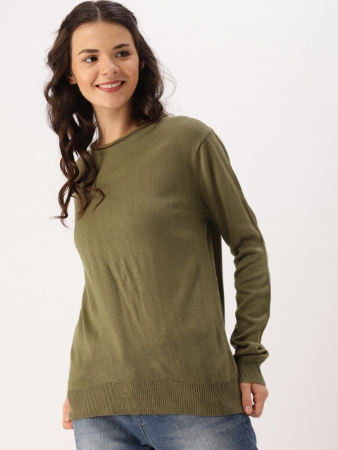 

DressBerry Women Olive Green Solid Pullover