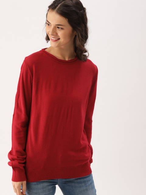 

DressBerry Women Red Solid Pullover