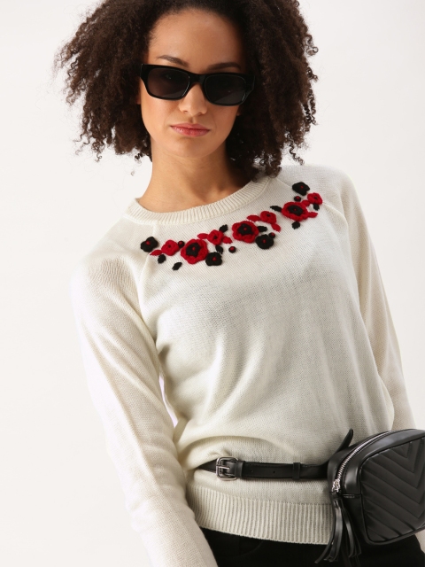 

DressBerry Women Off-White Solid Pullover