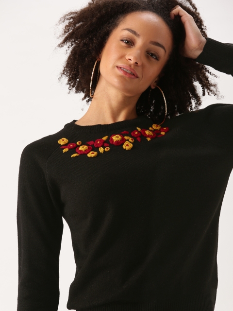 

DressBerry Women Black Solid Pullover
