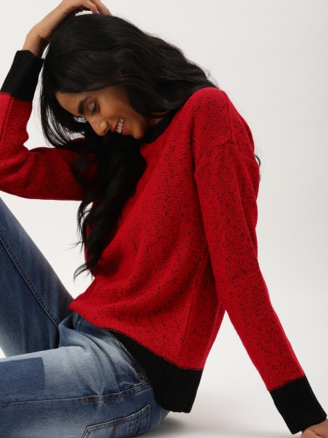 

DressBerry Women Red Solid Pullover