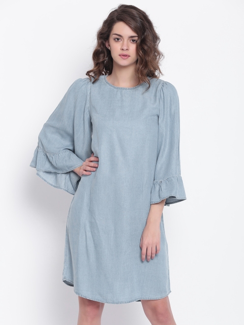 

ONLY Women Blue Solid A-Line Dress