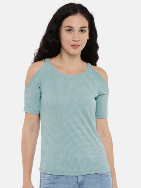 

ONLY Women Blue Cold-Shoulder Top