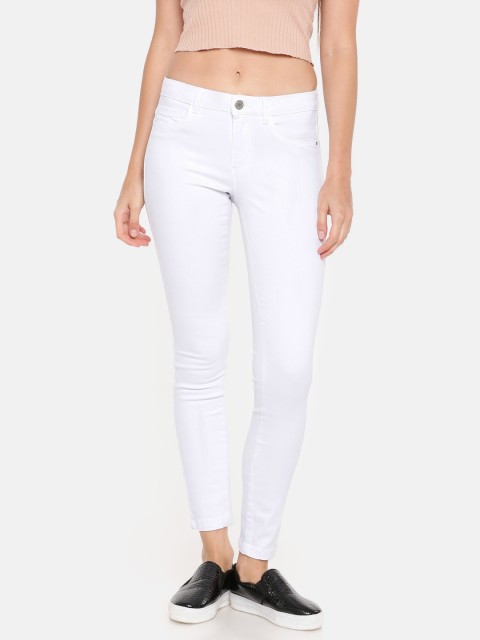 

ONLY Women White Skinny Fit Mid-Rise Clean Look Stretchable Jeans