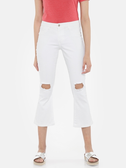 

ONLY Women White Regular Fit Mid-Rise Slash Knee Stretchable Jeans