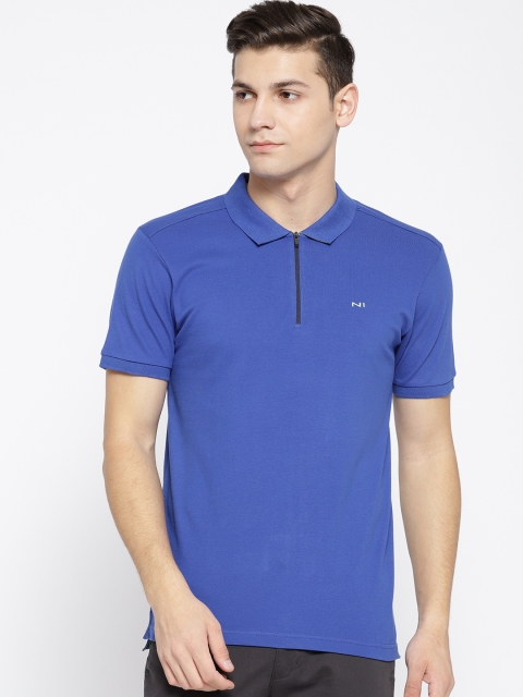 

Numero Uno Men Blue Solid Polo Collar T-shirt