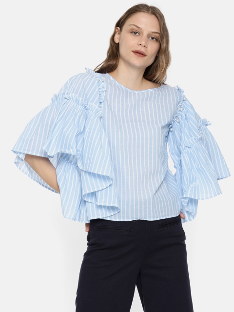 

ONLY Women Blue & White Striped Top